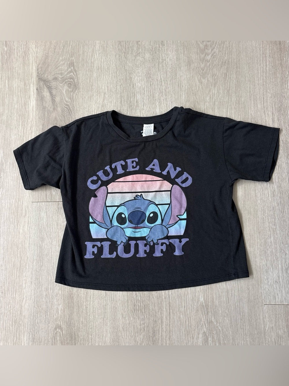 Disney Stitch Girls Large Black Graphic T Shirt Cute Lilo & Stitch Short Sleeve